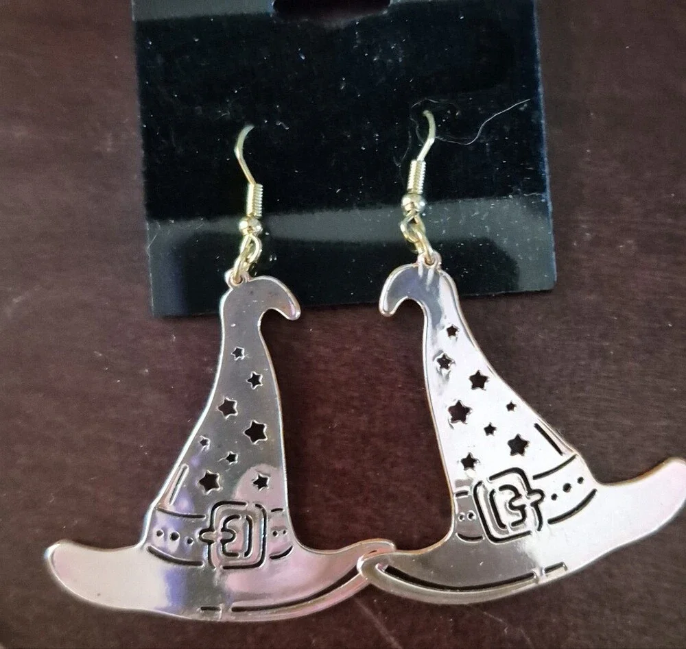 Rose Pink Witch Hat Dangle Earrings - Women Accessories